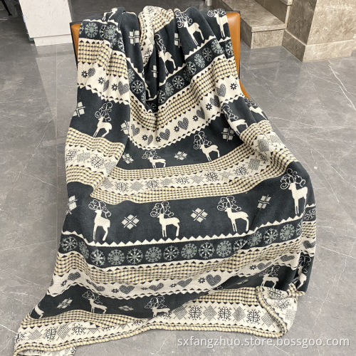Queen size deer print fuzzy throw soft blanket for Christmas gift